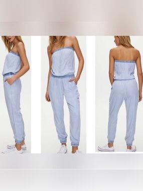 Aritzia Light Blue Strapless Romper Jumpsuit